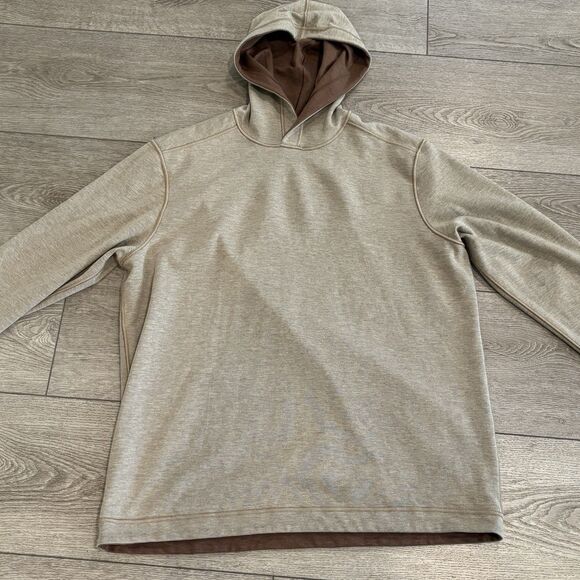 Johnston & Murphy Hoodie Reversible Pullover Brown Oatmeal Mens Large Casual - Picture 8 of 8